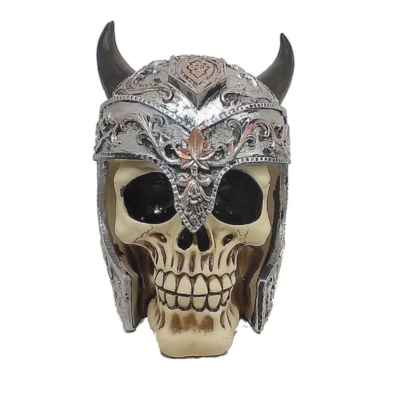 Peça Decorativa Caveira Com Chifre 14 Cm