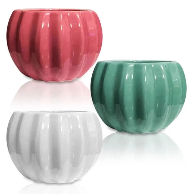Kit Com 3 Cachepot Mini Vaso Enfeite De Porcelana Decoração 8X6Cm