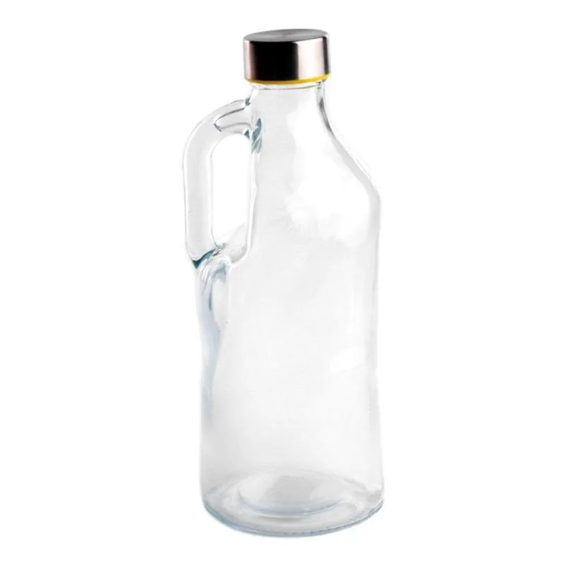 Garrafa De Vidro 1,100 Ml Com Tampa Alça Para Suco Água