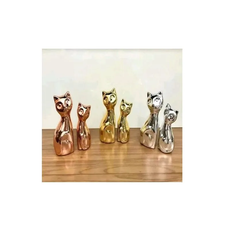 Casal Gatinhos De Porcelana Enfeite Decorativo