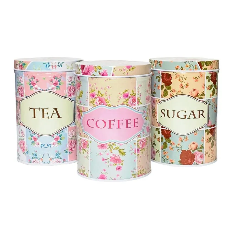 Kit Com 3 Pote Mantimentos Condimentos Floral