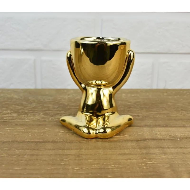 VASO BOB DE PORCELANA SENTADO - DOURADO