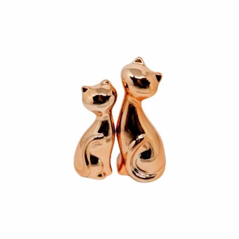 Gatinho Decorativo Porcelana 2 Peças Rose Gold Y888