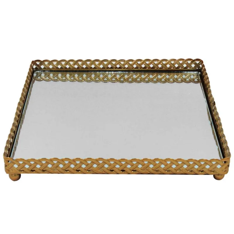 Bandeja Decorativa Espelhada 17,5cm em Metal Y888-Rose