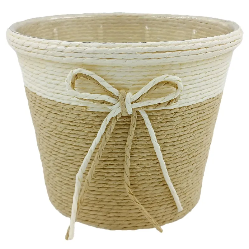 Vaso Decorativo C/ Laço 14,5x12cm em Papel Y888-Amarelo
