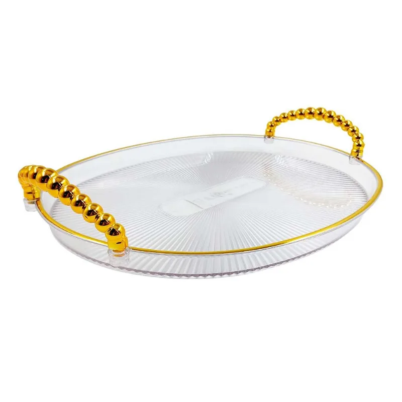 Bandeja Graffiato Decorativa 31,8x25,7cm em Plástico Y888-Dourado