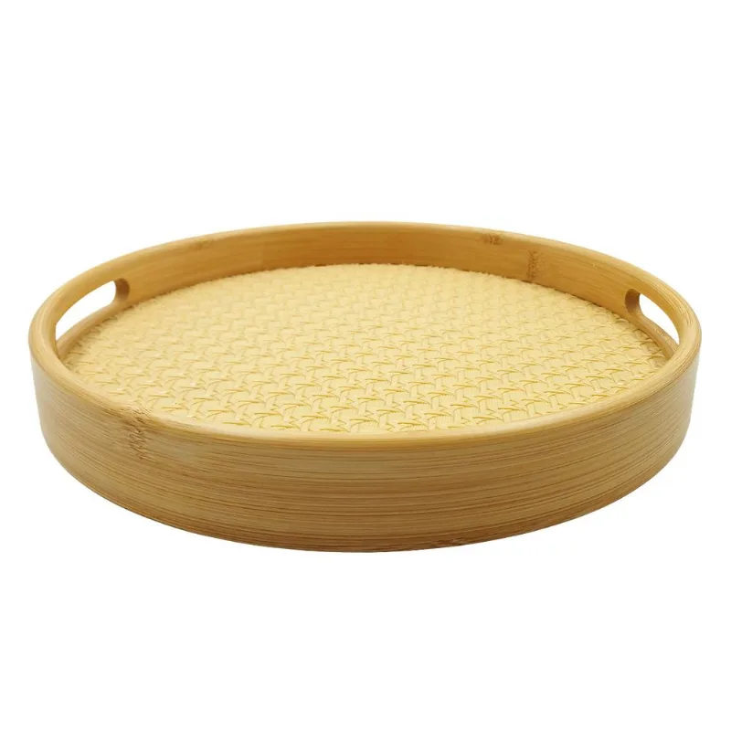 Bandeja Redonda C/ Alça 30cm em Bambu Y888