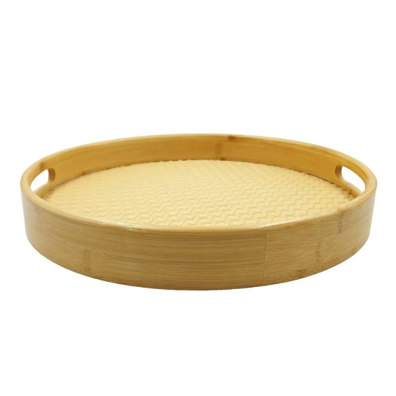 Bandeja Redonda C/ Alça 35cm em Bambu Y888