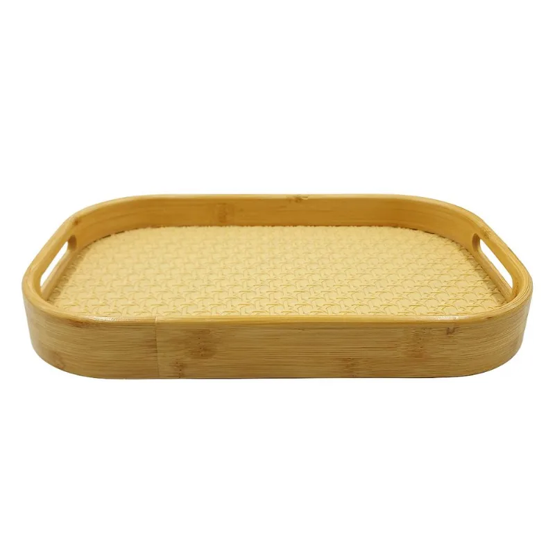 Bandeja Retangular Decorativa 33x22cm em Bambu Y888