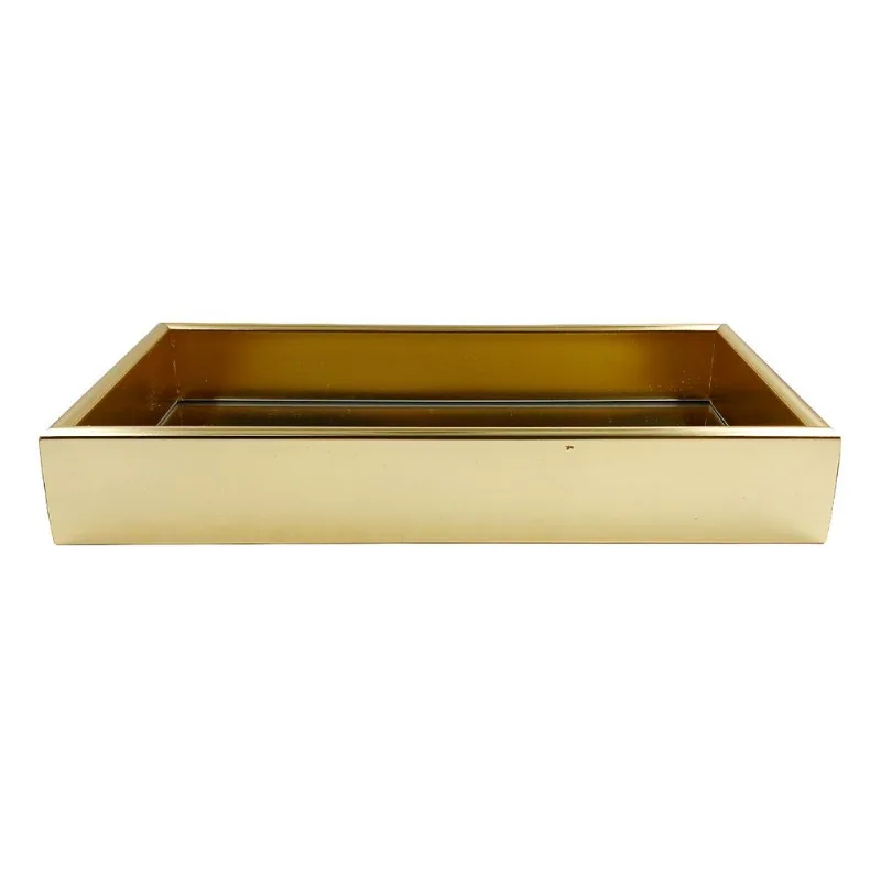 Bandeja Decorativa Retangular 25,5x13,5x4cm em Plástico Y888-Dourado