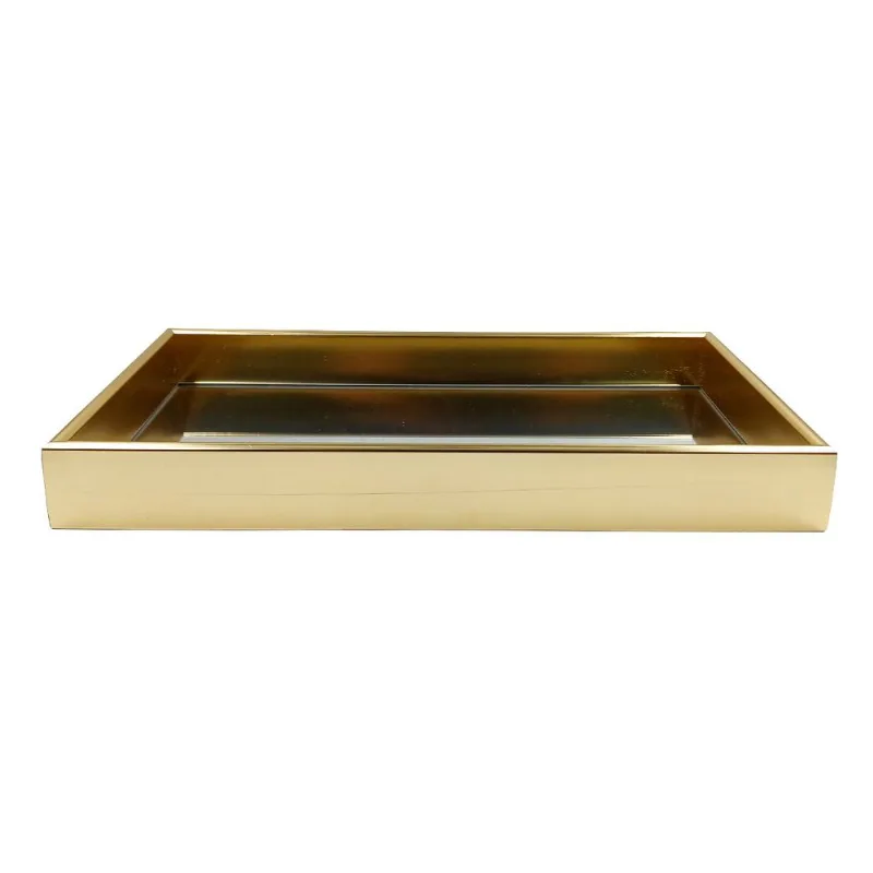Bandeja Decorativa Retangular 34,5x19,5x4cm em Plástico Y888-Dourado