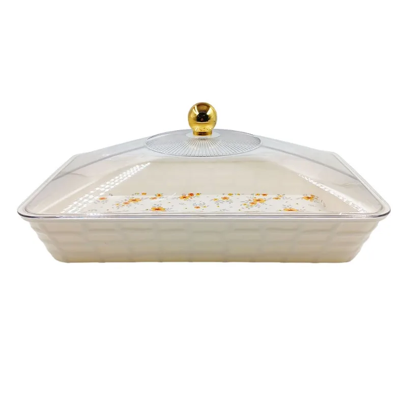 Bandeja Retangular Decorativa C/Tampa 37cm em Plástico Y888