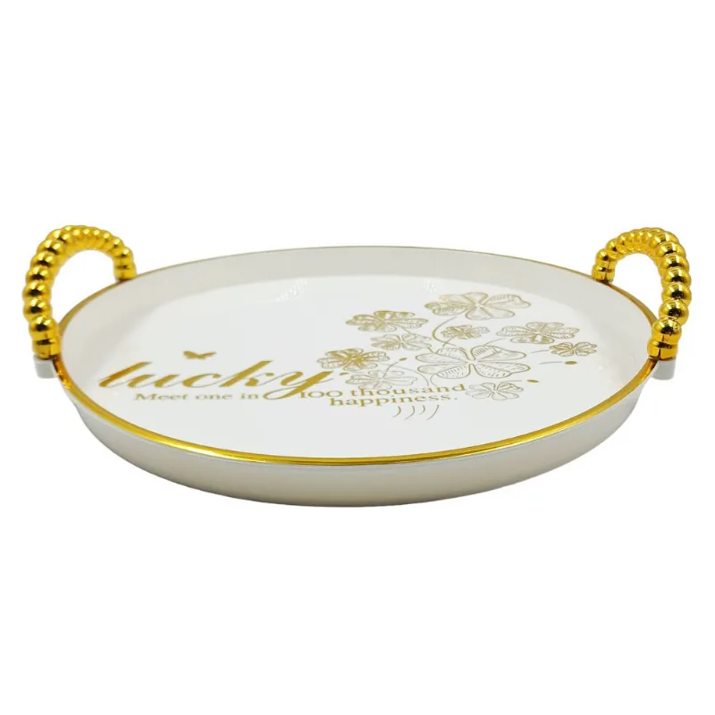 Bandeja Redonda Decorativa 28x2,1cm em Plástico Y888