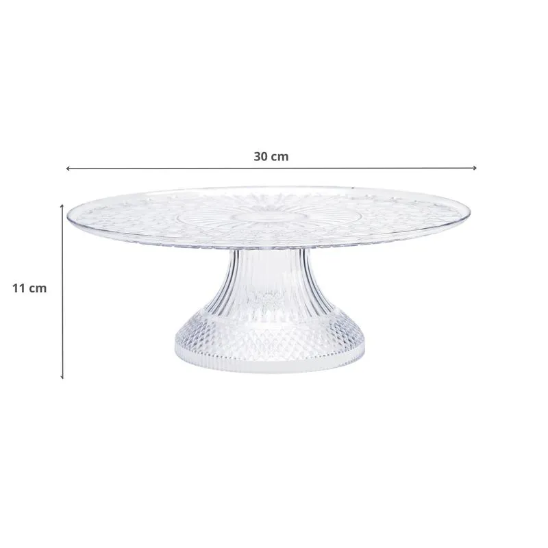 Boleira Lapidada Transparente 30Cm - MIRANDINHA