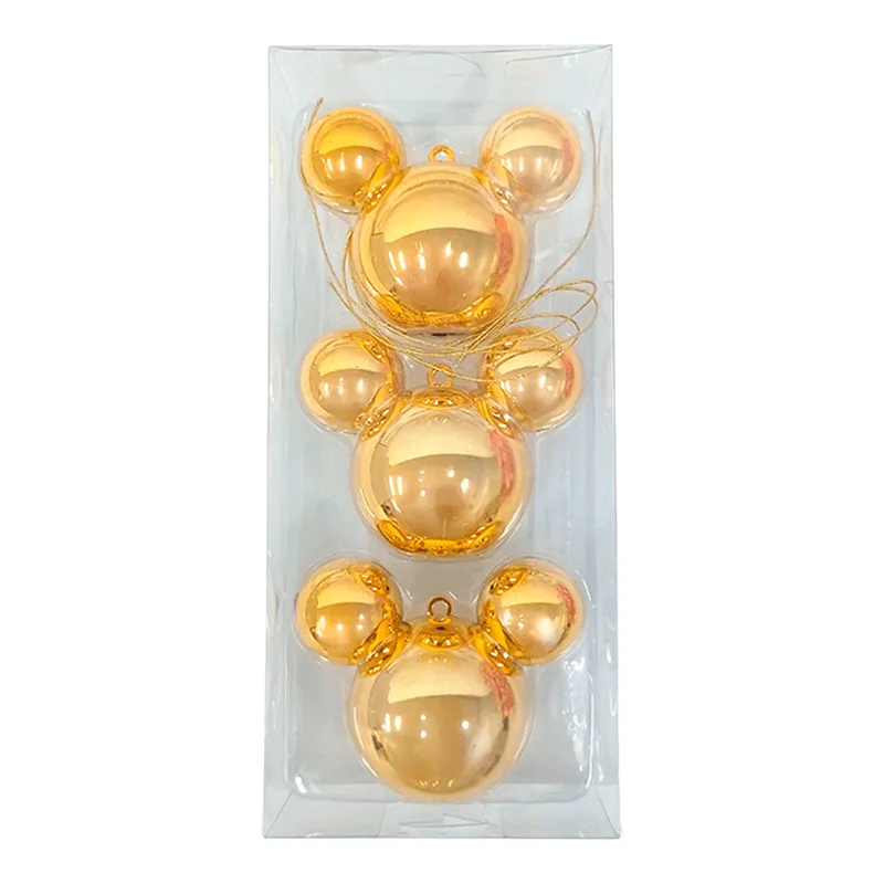 Enfeite Mouse Dourado Metalizado 3 Unidades MIRANDINHA