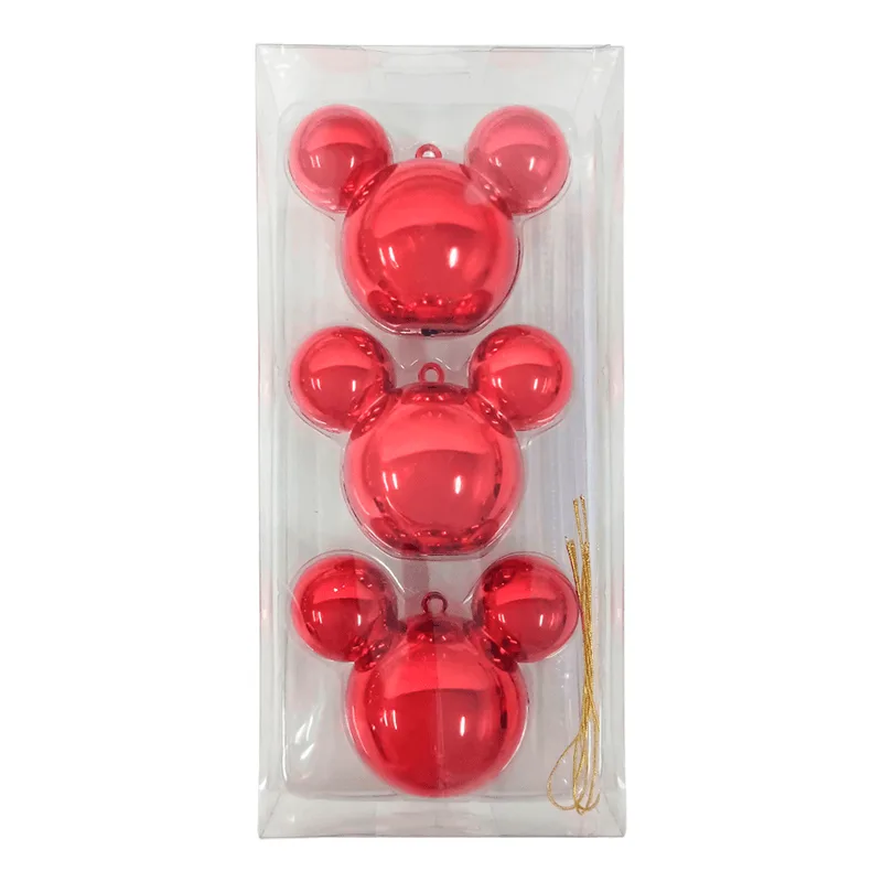 Enfeite Mouse Vermelho Metalizado 3 Unidades MIRANDINHA