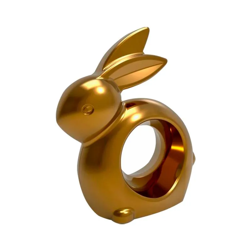 Porta Guardanapo Coelho Metalizado Dourado 4 Unidades 4321012 MIRANDINHA