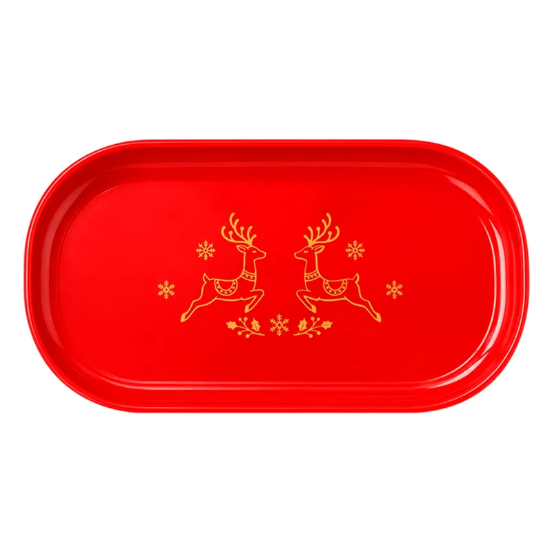 Bandeja Oval Vermelha Natalina 22x13x2cm MIRANDINHA BANDEJA OVAL VERMELHA NATALINA MIRANDINHA
