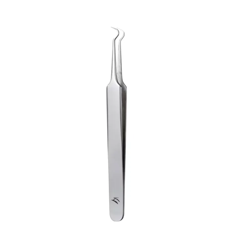 Pinça Ponta Arredondada Prata para Cílios e Limpeza de Pele Aço Inox Esterilizável TW-6600 Klass Vough