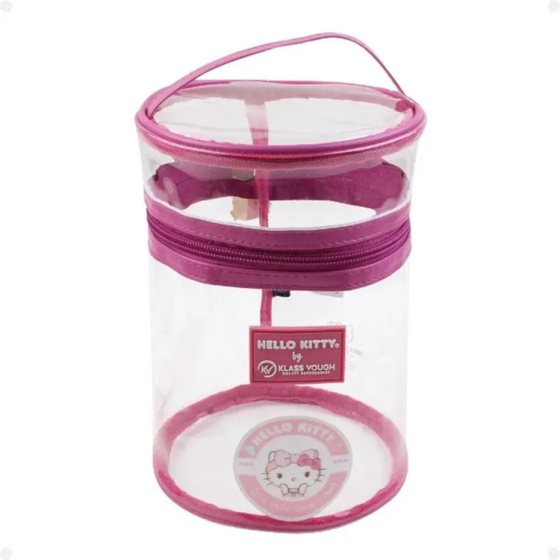 Necessaire Cilíndrica Transparente Hello Kitty by Klass Vough Rosa Kchk-06lr