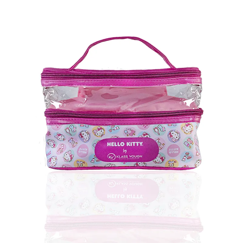 Necessaire Transparente Hello Kitty Organizadora de Pincéis para Maquiagem