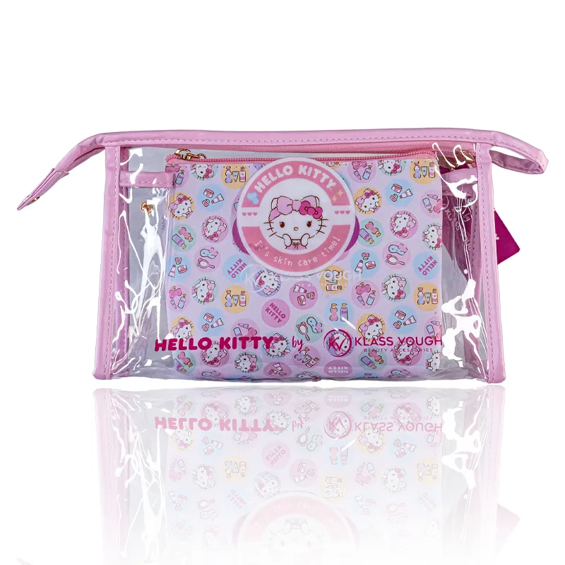 Kit de Necessaire Hello Kitty by Klass Vough Estampada e Transparente – 2 unidades