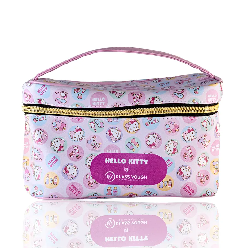 Necessaire Estampada Hello Kitty Compacta e Funcional – Branco/ Rosa