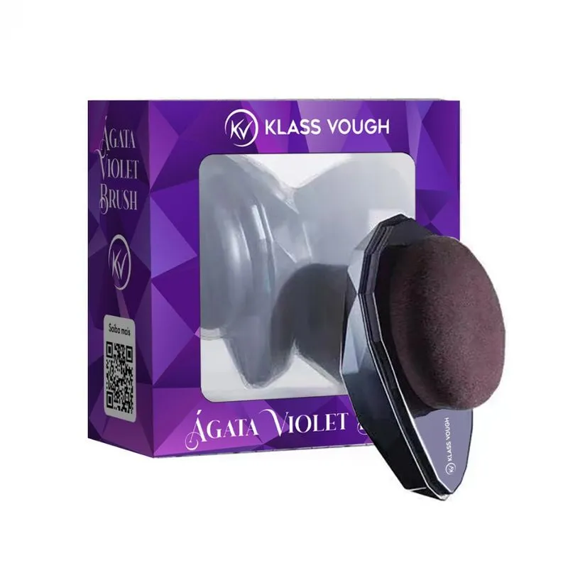 Pincel Esponja para Pó e Base Ágata Violet com Case Klass Vough