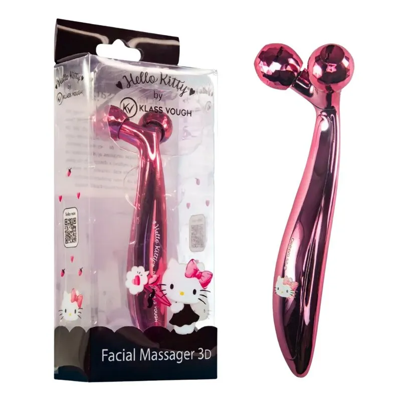Rolo Massageador Facial Hello Kitty com Cabo Aço Inox Rose Klass Vough