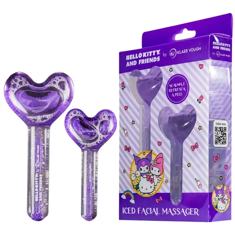 Kit com 2 Massageadores Hello Kitty and Friends para Rosto e Olhos Iced Facial Massager Vidro Lilás Klass Vough
