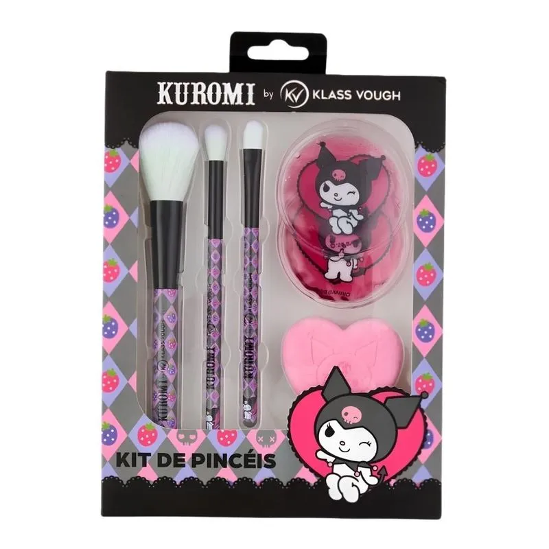 Kit De Pincéis Kuromi By Klass Vough Com Eyepads e Esponja Km06