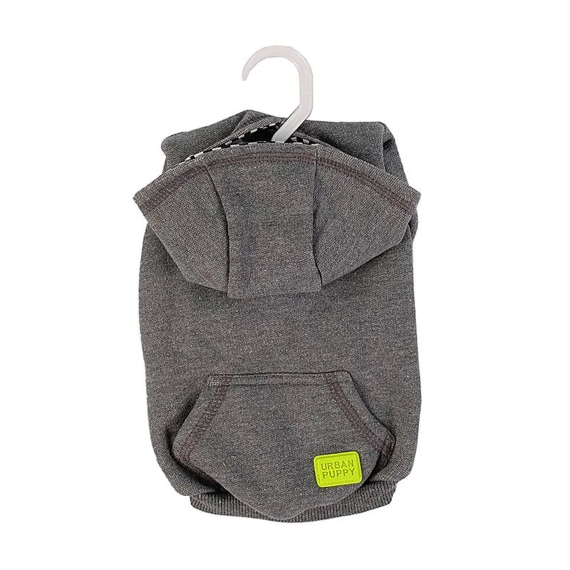 Casaco de Moletom Urban Puppy com Capuz Cinza Mesclado para Cães e Gatos - Tamanho 16