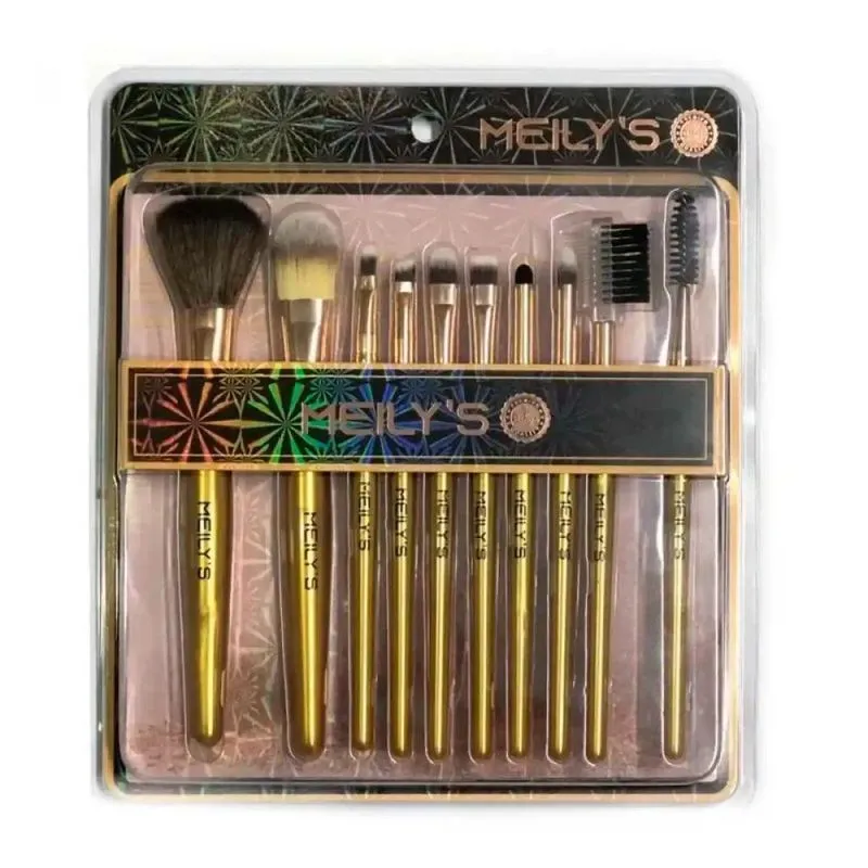 Kit Com 10 Pincéis Para Maquiagem Meily's