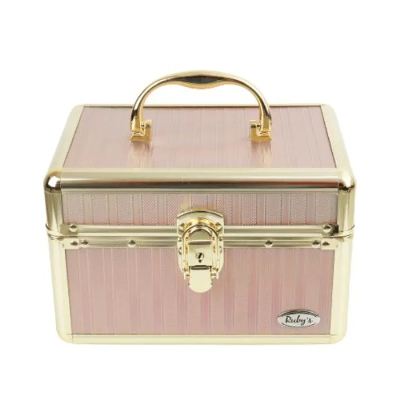 Maleta de Maquiagem Profissional Pequena Rubys Furta-cor e Dourado