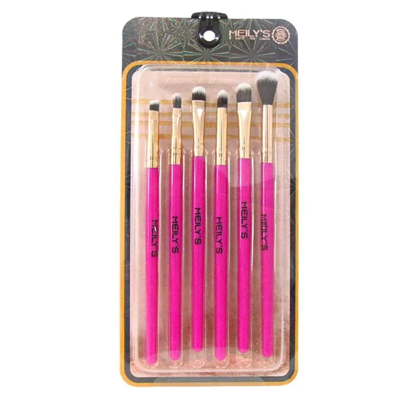 Kit de Pincéis Para Maquiagem Meily´s Rosa C/6