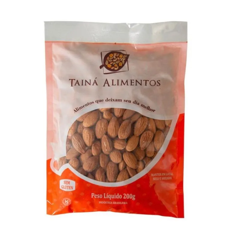 Amêndoa Crua Sem Glúten Tainá Alimentos - Pacote 200g