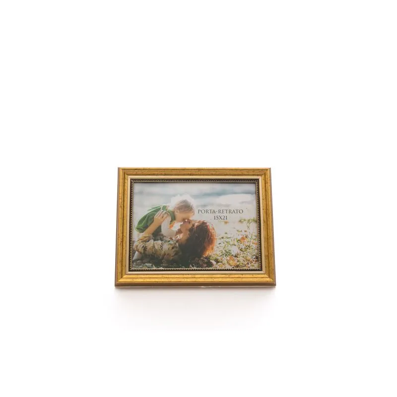 Porta-retrato Affari Decor Moldura Relevo Dourado 15x21cm