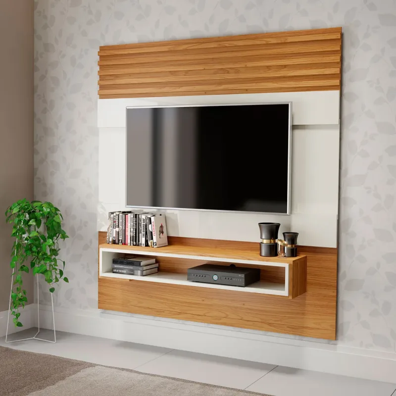 Painel Suspenso Ripado 1,40m com 1 Prateleira 100% MDF