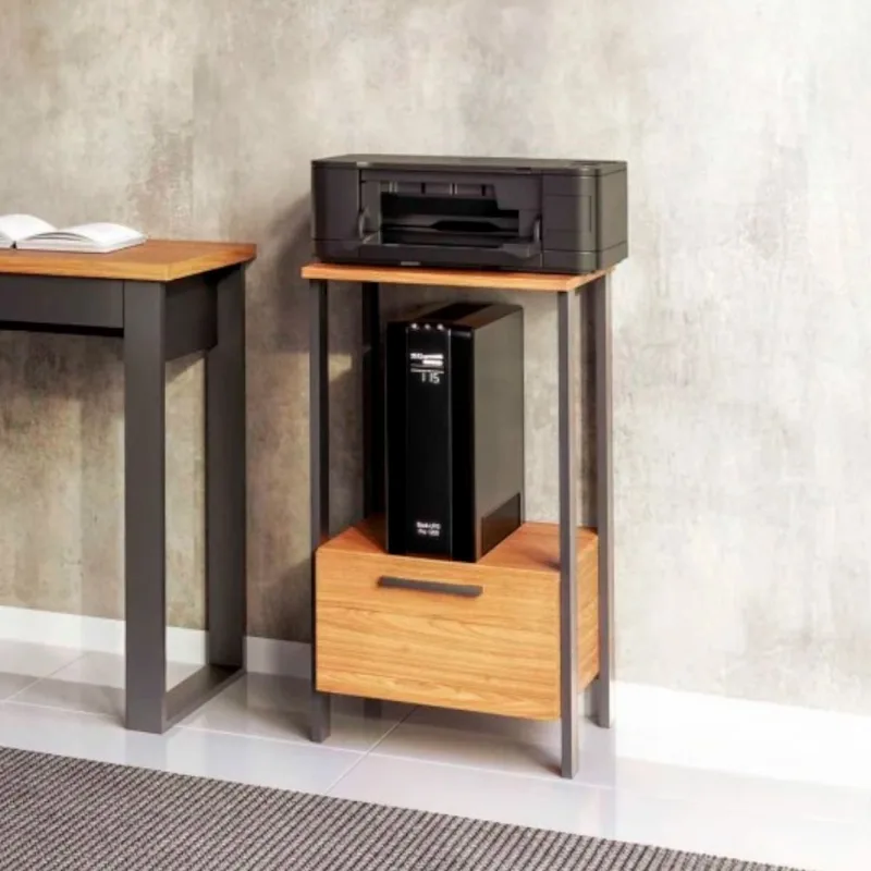 Mesa Auxiliar 1 Gaveta em MDF 40x46x75cm Freijó Preto Dalla Costa