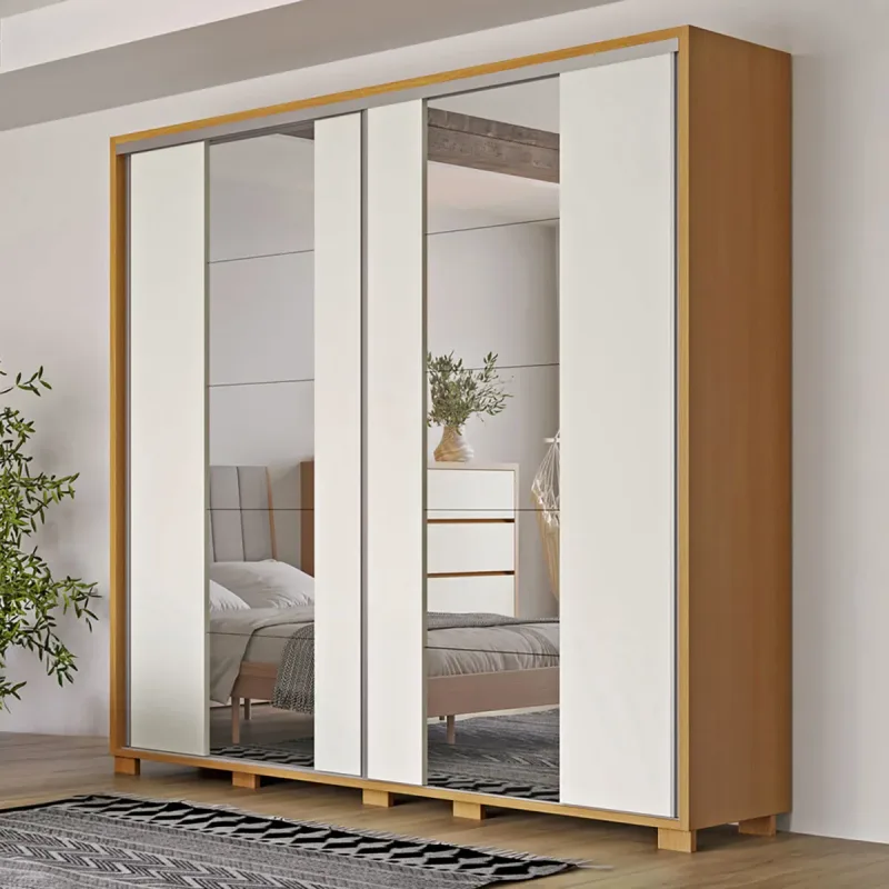 Guarda Roupa Casal 2 Portas com Espelho 221cm Dalla Costa 100% MDF