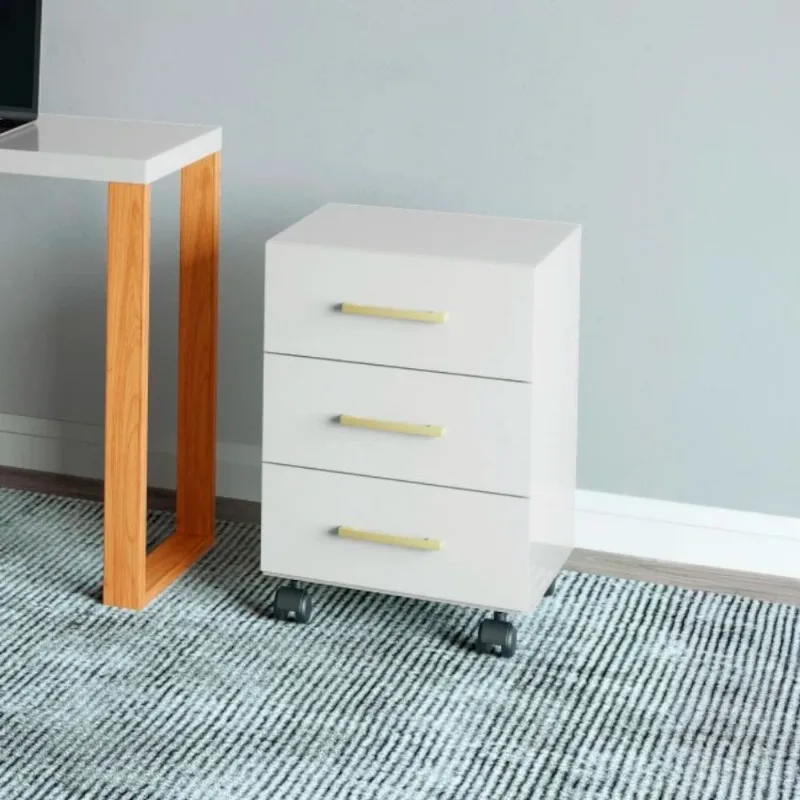 Gaveteiro 3 Gavetas com Rodízios em MDF 39x43x60cm Dalla Costa Off White