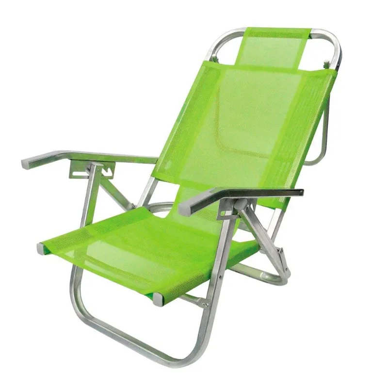 Cadeira de Praia de Aluminio 5 Posições Premium Copacabana Botafogo Lar & Lazer Verde