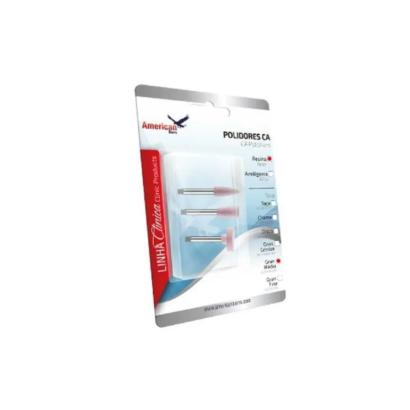 Minikit Polidores Resina Ca Ultra-gloss Médio American Burrs