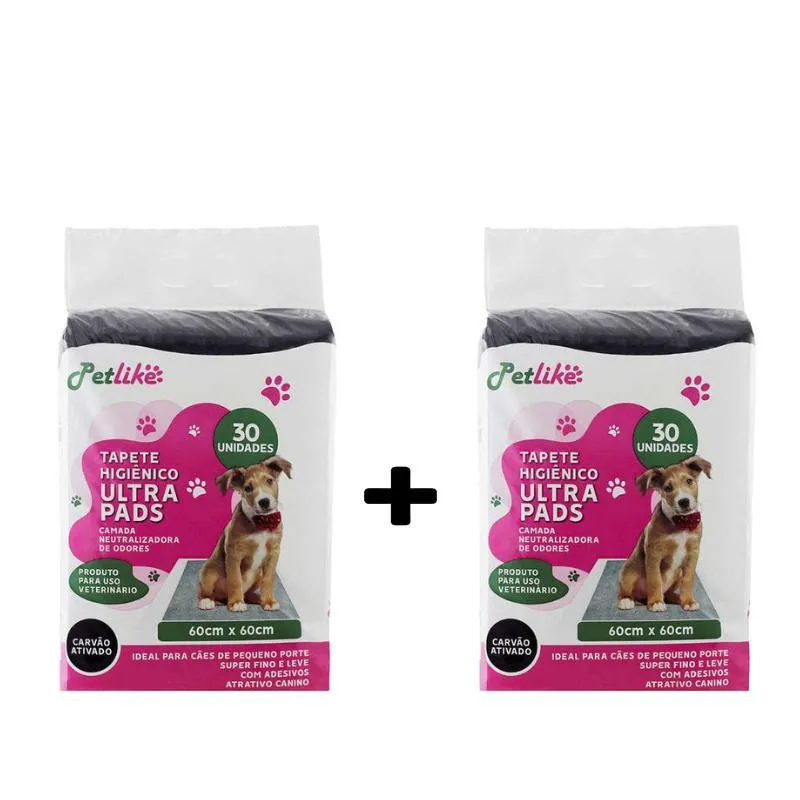 Tapete Higienico Ultra Pads Carvão 60x60cm - 60 Unid - Kit