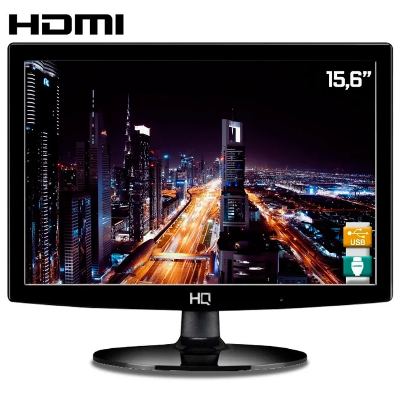 Monitor HQ, LED HD 15.6", Widescreen, HDMI, 60Hz, Vesa - 16HQ-LED