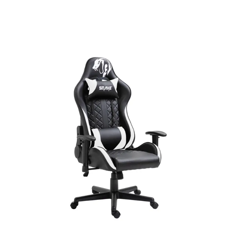 Cadeira Gamer Profissional Snake Mamba Negra Reclinável Giratória Preta/Branca 9183