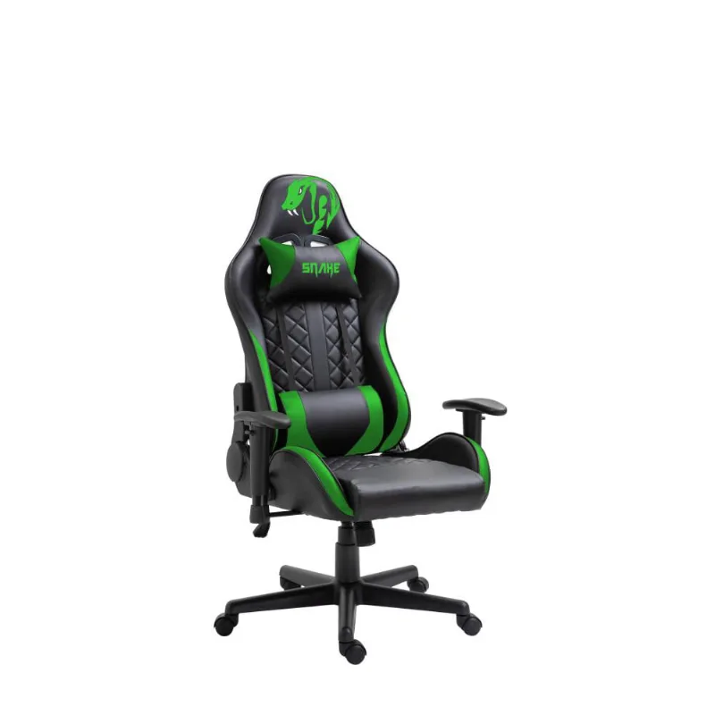 Cadeira Gamer Profissional Snake Mamba Negra Reclinável Giratória Preta/Verde 9183