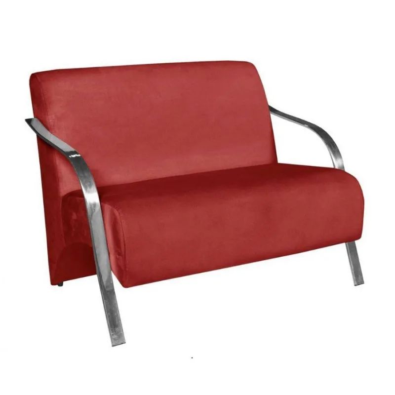 Poltrona 2 Lugares Vênus Braço Alumínio D Salla Vermelho.