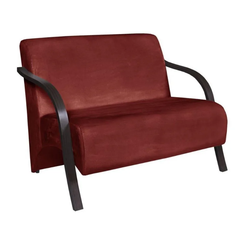 Poltrona 2 Lugares Vênus D Salla Suede Braço Madeira Bordô