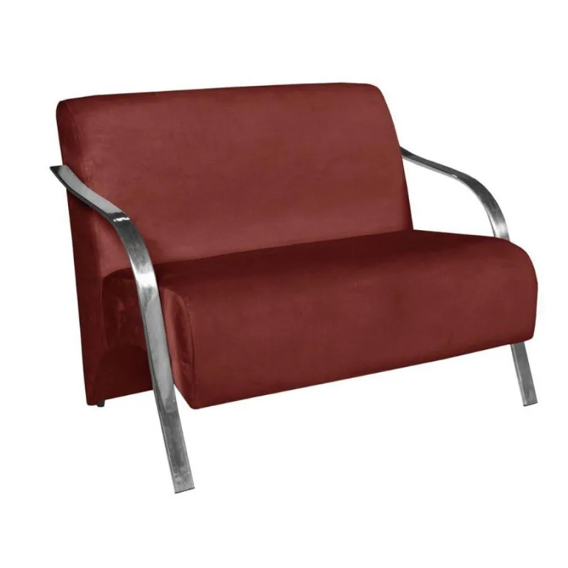 Poltrona Namoradeira Vênus Suede Braço Aluminio Bordô